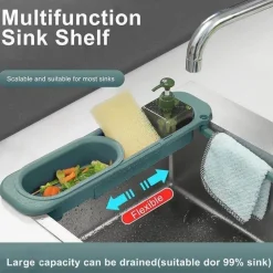 Space Savvy Küche & Esszimmer-Einziehbarer Spülbecken-Organizer – Aufbewahrungslösung zum Abtrocknen von Geschirr