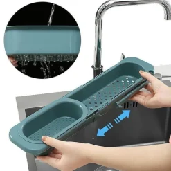 Space Savvy Küche & Esszimmer-Einziehbarer Spülbecken-Organizer – Aufbewahrungslösung zum Abtrocknen von Geschirr