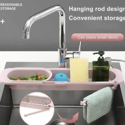 Space Savvy Küche & Esszimmer-Einziehbarer Spülbecken-Organizer – Aufbewahrungslösung zum Abtrocknen von Geschirr