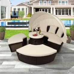 Nomad Gear Camping Im Freien|Outdoor-Artikel-Einziehbares Gartensofa-Set mit Baldachin