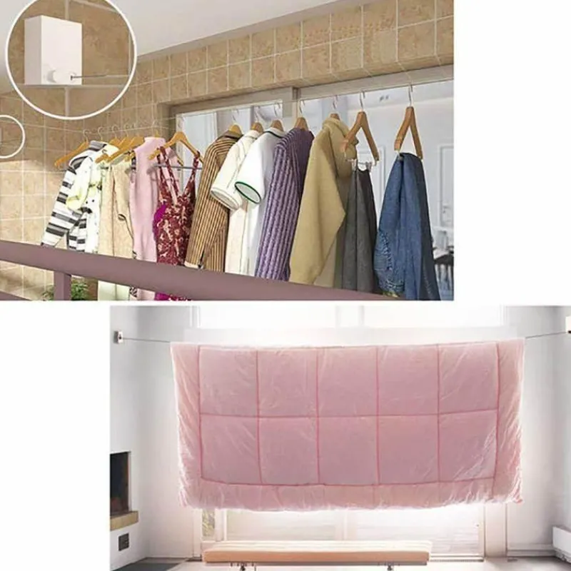 Tranquil Waters Gadgets Für Zuhause|Badezimmer-Einziehbares Trockenseil aus Edelstahl ohne Bohren