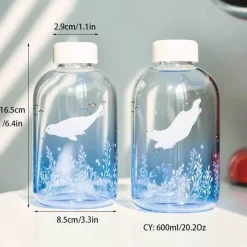 Feast u0026 Flair Küche & Esszimmer-Eisbär-Wasserflasche – 600 ml, blaues Glasdesign