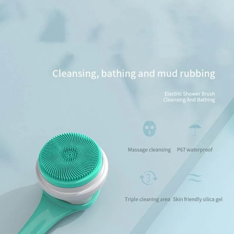 The Blissful Bath Badezimmer-Electric Shower Brush - Long Handle Deep Cleaning Tool