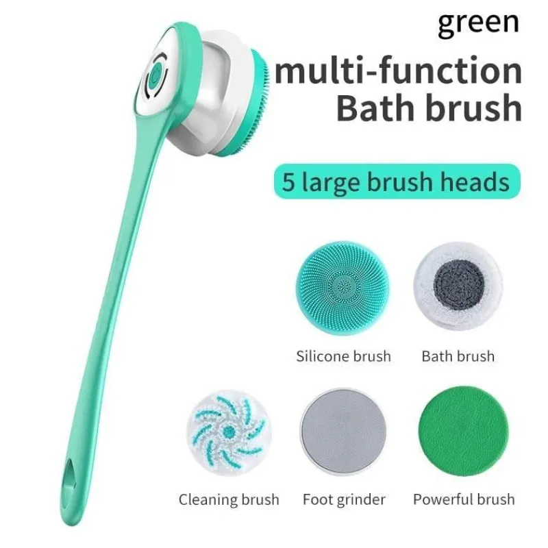 The Blissful Bath Badezimmer-Electric Shower Brush - Long Handle Deep Cleaning Tool