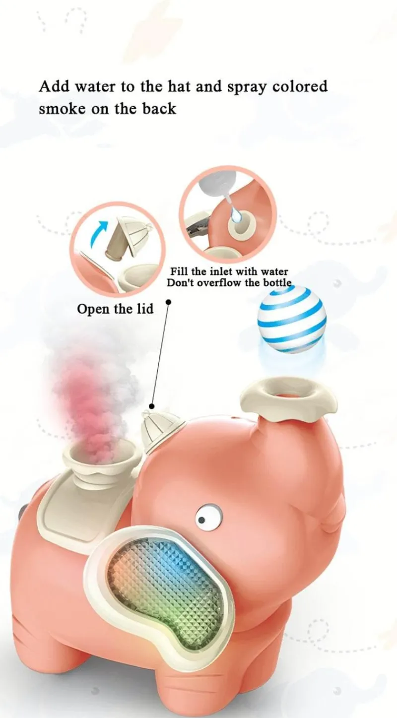 The Decor Haven Babyspielzeug-Elefanten-Luftbefeuchter – Musikalisches Schwebeball-Design