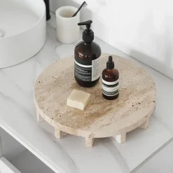 Cozy Nest Decor Wohndeko-Elegance Tablett-Set - Travertin Deko-Kollektion