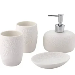 The Bath Nook Badezimmer-Elegant Ceramic Bathroom Set - Embossed Bath Accessories