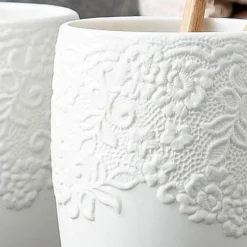 The Bath Nook Badezimmer-Elegant Ceramic Bathroom Set - Embossed Bath Accessories