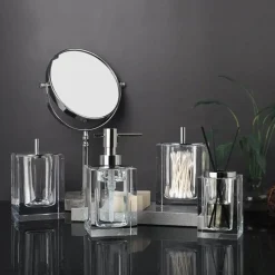 The Bath Nook Badezimmer-Elegant Crystal Glass Bathroom Accessories Set - Eva Design