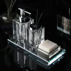 The Bath Nook Badezimmer-Elegant Crystal Glass Bathroom Accessories Set - Eva Design