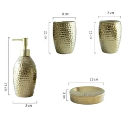 The Bath Nook Badezimmer-Elegant Gold Embossed Ceramic Bathroom Set - Luxurious Bath Accessories