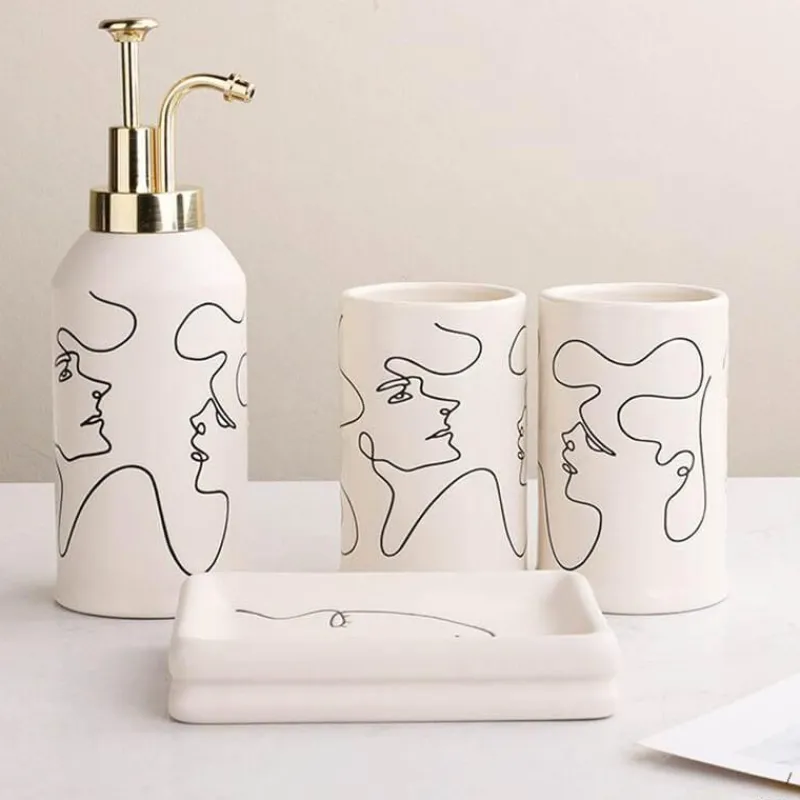 The Bath Nook Badezimmer-Elegant Line Drawing Bathroom Set - Stylish Home Decor Essentials