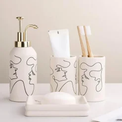 The Bath Nook Badezimmer-Elegant Line Drawing Bathroom Set - Stylish Home Decor Essentials