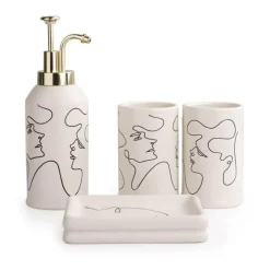 The Bath Nook Badezimmer-Elegant Line Drawing Bathroom Set - Stylish Home Decor Essentials
