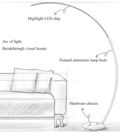 The Gilded Nest Beleuchtung-Elegante geschwungene LED-Eck-Stehleuchte