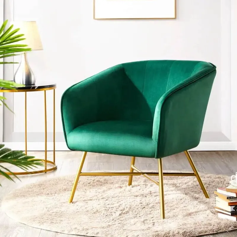 Comfort u0026 Style Möbel-Eleganter Akzentstuhl aus em Samt – Stilvoller Loungesessel für Wohnräume