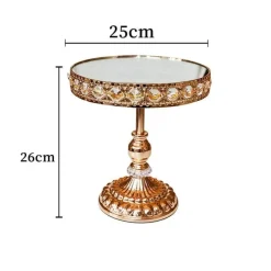 Elegance at the Table Küche & Esszimmer-Eleganter Dessertständer aus Kristallglas – vergoldeter Kuchenständer