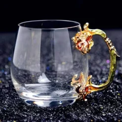 The Cozy Mug Küche & Esszimmer-Eleganter Kaffeebecher aus Metall – Luxus-Trinkbecher mit Handgriff