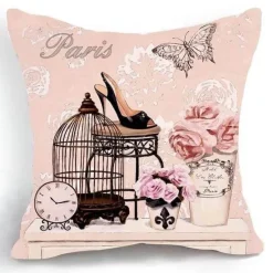 Plush Perch Bettzeug-Eleganter Kissenbezug mit Blumenvase – luxuriöser Kissenbezug für die Inneneinrichtung