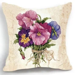 Plush Perch Bettzeug-Eleganter Kissenbezug mit Blumenvase – luxuriöser Kissenbezug für die Inneneinrichtung