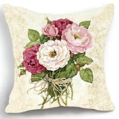 Plush Perch Bettzeug-Eleganter Kissenbezug mit Blumenvase – luxuriöser Kissenbezug für die Inneneinrichtung