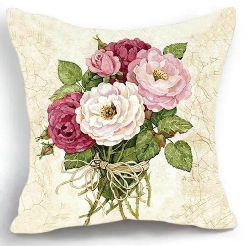 Plush Perch Bettzeug-Eleganter Kissenbezug mit Blumenvase – luxuriöser Kissenbezug für die Inneneinrichtung