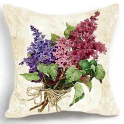 Plush Perch Bettzeug-Eleganter Kissenbezug mit Blumenvase – luxuriöser Kissenbezug für die Inneneinrichtung