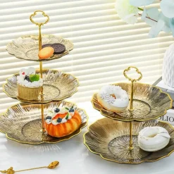 Elegance at the Table Küche & Esszimmer-Eleganter mehrstöckiger Dessertständer – Blumenkuchenständer