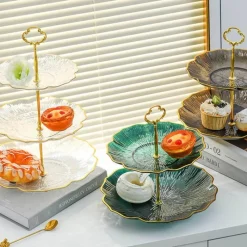 Elegance at the Table Küche & Esszimmer-Eleganter mehrstöckiger Dessertständer – Blumenkuchenständer