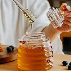 Space Savvy Küche & Esszimmer-Elegantes Honigglas - Vorratsbehälter aus Glas