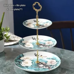 Feast u0026 Flair Küche & Esszimmer-Elegantes Obstteller-Set aus Bone China mit Tortenständer – Buffetgeschirr