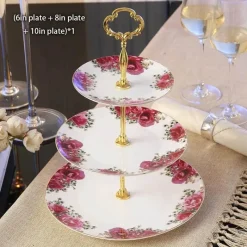 Feast u0026 Flair Küche & Esszimmer-Elegantes Obstteller-Set aus Bone China mit Tortenständer – Buffetgeschirr