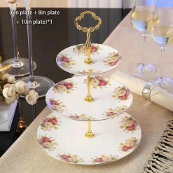 Feast u0026 Flair Küche & Esszimmer-Elegantes Obstteller-Set aus Bone China mit Tortenständer – Buffetgeschirr