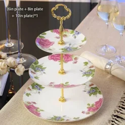 Feast u0026 Flair Küche & Esszimmer-Elegantes Obstteller-Set aus Bone China mit Tortenständer – Buffetgeschirr