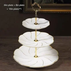 Feast u0026 Flair Küche & Esszimmer-Elegantes Obstteller-Set aus Bone China mit Tortenständer – Buffetgeschirr