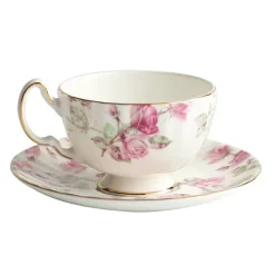 Feast u0026 Flair Küche & Esszimmer-Elegantes Royal Rose Teeservice - Teekanne, Teetassen, Milchkännchen, Zuckerdose, Untertasse