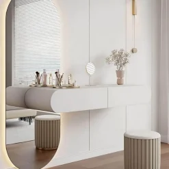 The Lounge Loft Möbel-Elegantes Schminktisch-Set - Delinda Frisiertisch mit Hocker