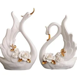 Plates u0026 More Küche & Esszimmer-Elegantes Schwanenskulpturen-Set – Keramik-Heimdekor, Hochzeitsgeschenk