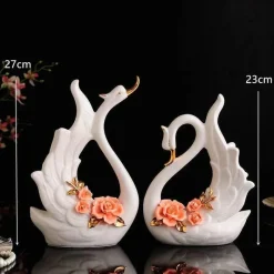 Plates u0026 More Küche & Esszimmer-Elegantes Schwanenskulpturen-Set – Keramik-Heimdekor, Hochzeitsgeschenk
