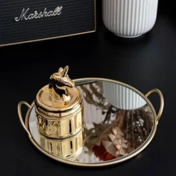 Cozy Nest Decor Wohndeko-Elegantes Serviertablett aus Spiegelglas – dekoratives Präsentationstablett