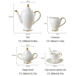 Feast u0026 Flair Küche & Esszimmer-Elegantes Tee- und Kaffeeservice aus Bone China – Weiße und goldene Porzellantassen