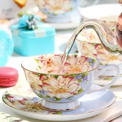 Plates u0026 More Küche & Esszimmer-Elegantes Teeservice aus Keramik – Kombination aus Tasse, Untertasse und Löffel