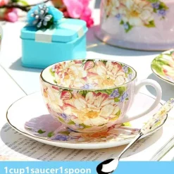 Plates u0026 More Küche & Esszimmer-Elegantes Teeservice aus Keramik – Kombination aus Tasse, Untertasse und Löffel