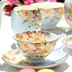 Plates u0026 More Küche & Esszimmer-Elegantes Teeservice aus Keramik – Kombination aus Tasse, Untertasse und Löffel