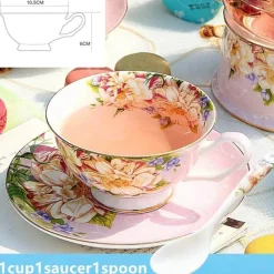 Plates u0026 More Küche & Esszimmer-Elegantes Teeservice aus Keramik – Kombination aus Tasse, Untertasse und Löffel