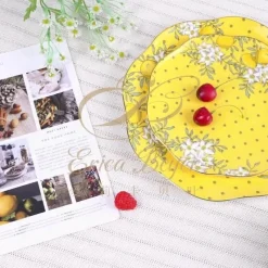 Feast u0026 Flair Küche & Esszimmer-Elegantes Teeservice aus Knochenporzellan – Zitronenbaum-Tasse und Untertasse, Schwarztee-Set