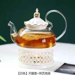 Elegance at the Table Küche & Esszimmer-Elegantes Teeservice aus Porzellan mit Kerzenwärmer aus Glas – das perfekte Geschenk für Teeliebhaber