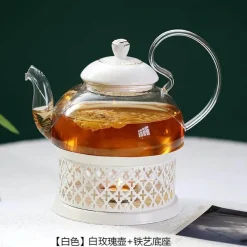 Elegance at the Table Küche & Esszimmer-Elegantes Teeservice aus Porzellan mit Kerzenwärmer aus Glas – das perfekte Geschenk für Teeliebhaber