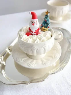 Feast u0026 Flair Küche & Esszimmer-Elegantes Teetassen- und Untertassen-Set „French Garden“ aus cremefarbener Keramik