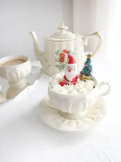 Feast u0026 Flair Küche & Esszimmer-Elegantes Teetassen- und Untertassen-Set „French Garden“ aus cremefarbener Keramik